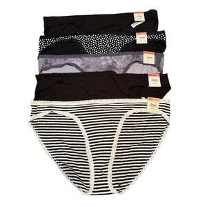 Lot of 5 Jenni Women's Sz 3XL Lace‎ Trim Cotton Bikini Panties Underwear